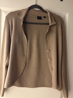 Talbots Taupe Knit Button Cardigan